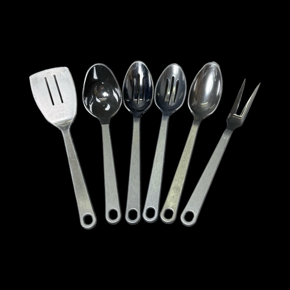 Vintage Tailor Made Black Plastic Kitchen Serving Utensil‎ Set Lot Of 6
